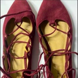 Pointed Lace Up Flats